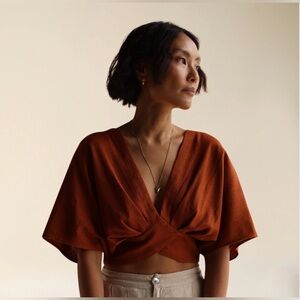 FARA Boutique Wild Silk Alice Crop Top in Cinnamon
